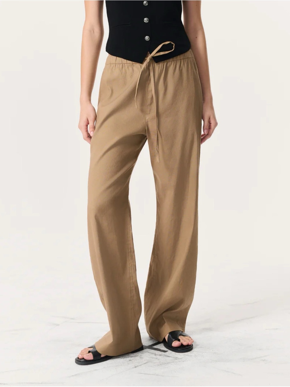 Nwt Rag & Bone Logan Linen Drawstring Wide-Leg Beach Pants
